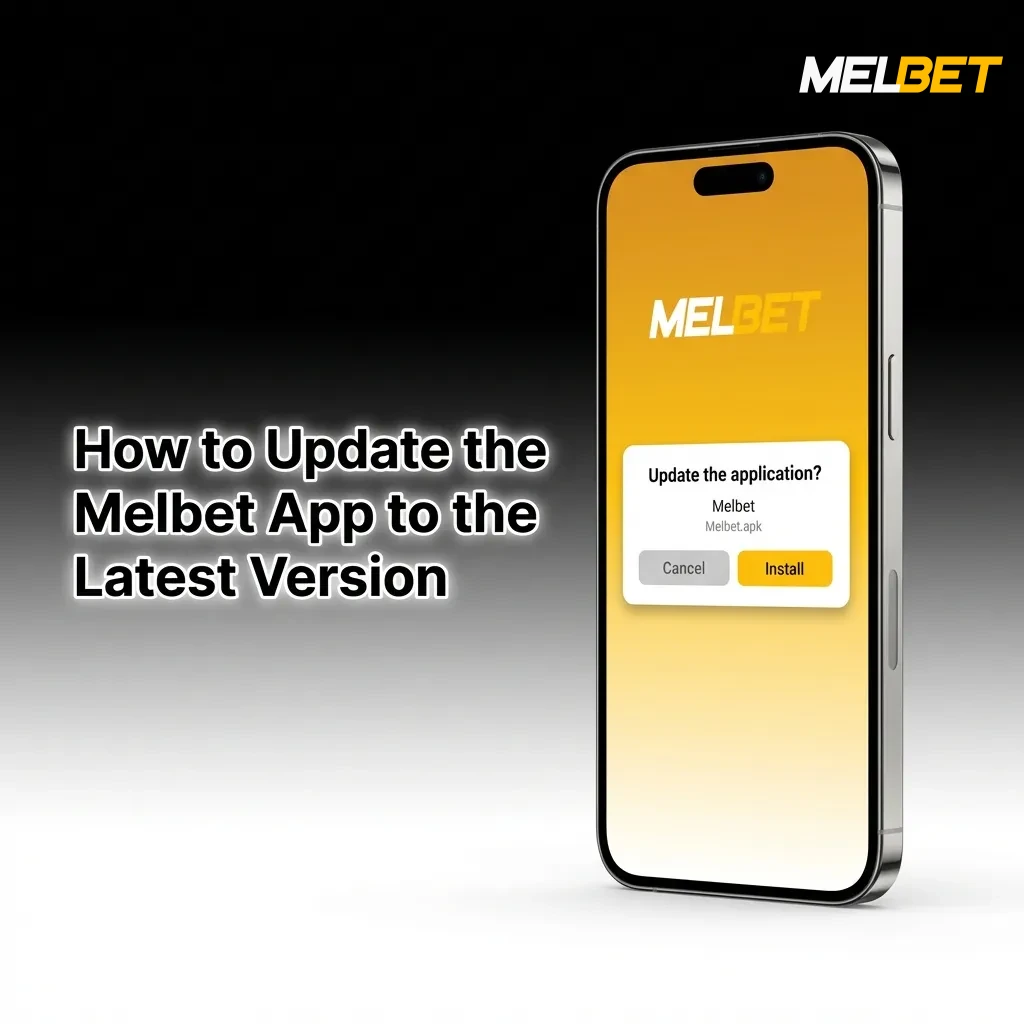 Melbet app icon on smartphone screen showing automatic PWA update process in progress