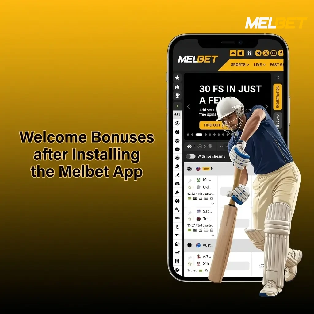 Melbet app welcome bonuses including 100% match up to ₹20,000, free spins, cashback, and reload offers